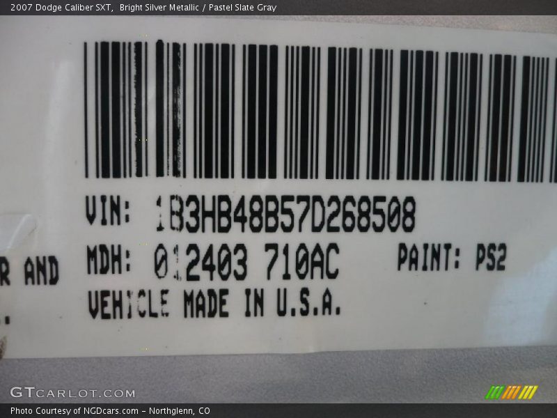 Bright Silver Metallic / Pastel Slate Gray 2007 Dodge Caliber SXT