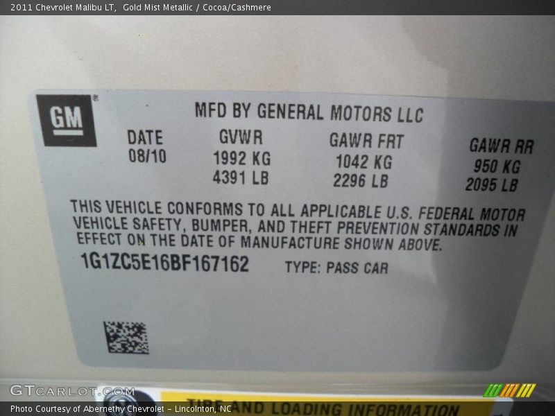 Gold Mist Metallic / Cocoa/Cashmere 2011 Chevrolet Malibu LT