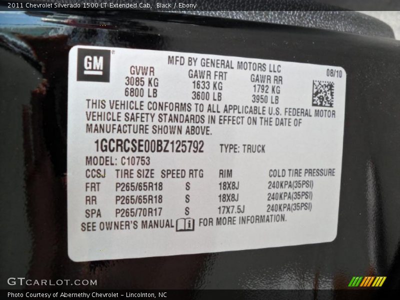 Black / Ebony 2011 Chevrolet Silverado 1500 LT Extended Cab