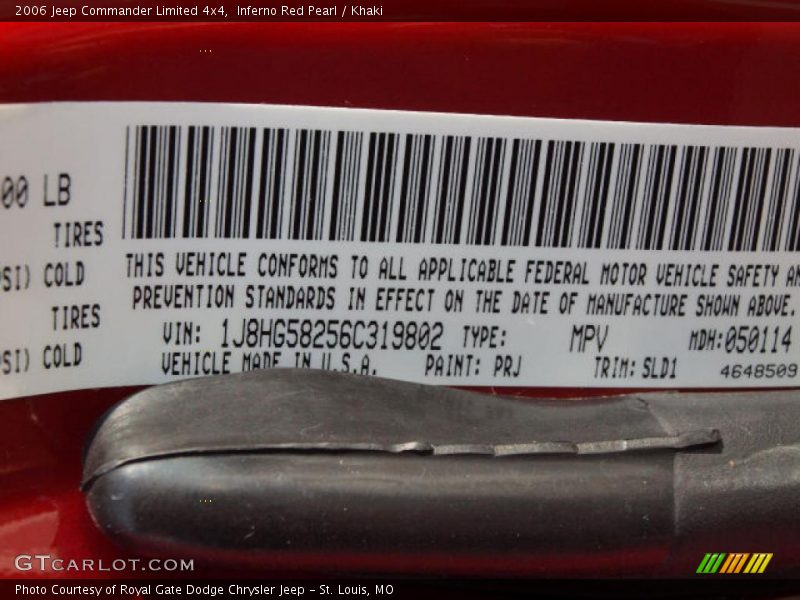 Inferno Red Pearl / Khaki 2006 Jeep Commander Limited 4x4