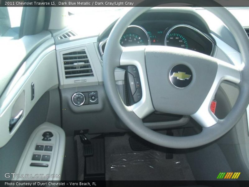 Dark Blue Metallic / Dark Gray/Light Gray 2011 Chevrolet Traverse LS
