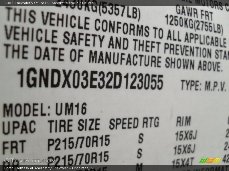 Sandrift Metallic / Neutral 2002 Chevrolet Venture LS