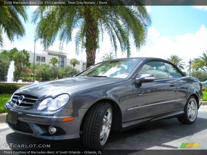 Steel Grey Metallic / Stone 2008 Mercedes-Benz CLK 550 Cabriolet