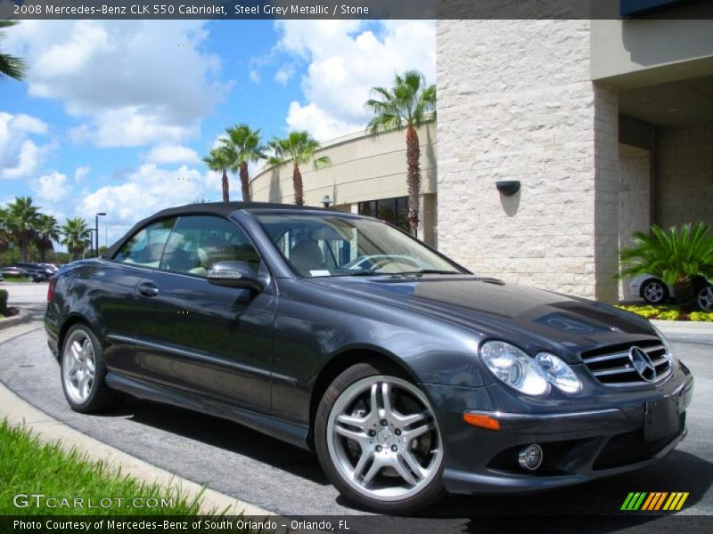 Steel Grey Metallic / Stone 2008 Mercedes-Benz CLK 550 Cabriolet