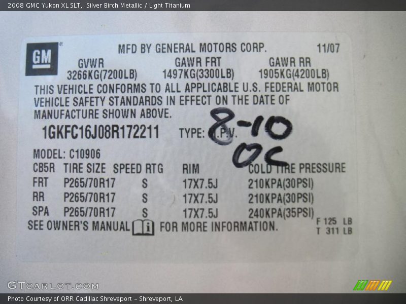 Silver Birch Metallic / Light Titanium 2008 GMC Yukon XL SLT