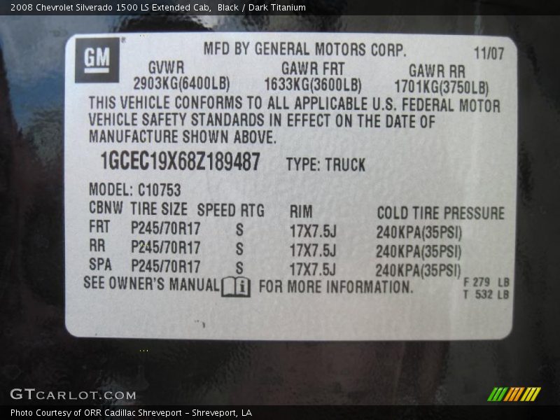 Black / Dark Titanium 2008 Chevrolet Silverado 1500 LS Extended Cab