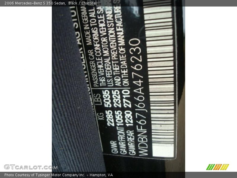 Black / Charcoal 2006 Mercedes-Benz S 350 Sedan