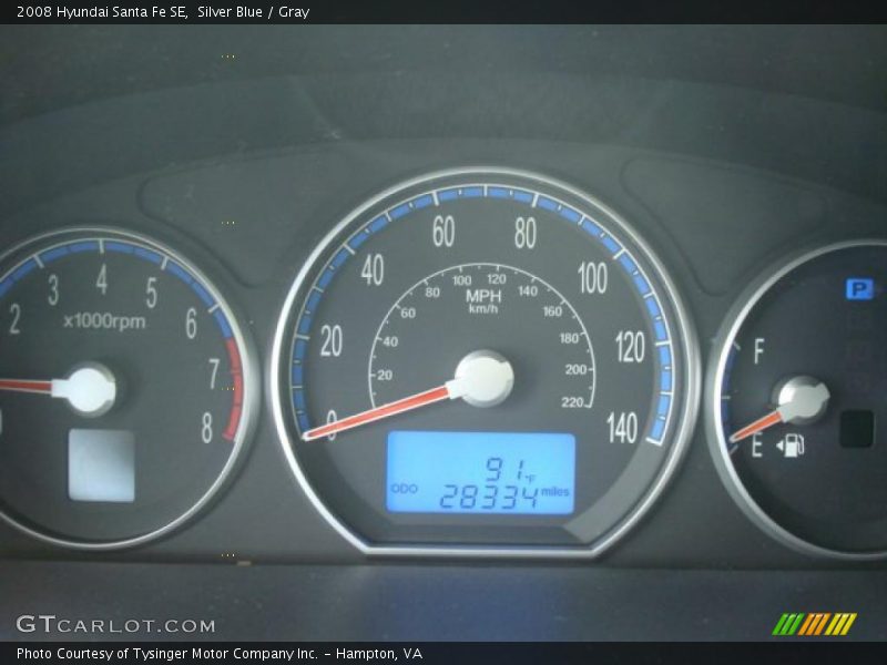 Silver Blue / Gray 2008 Hyundai Santa Fe SE