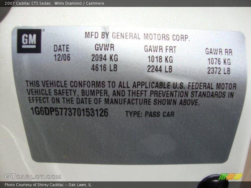 White Diamond / Cashmere 2007 Cadillac CTS Sedan