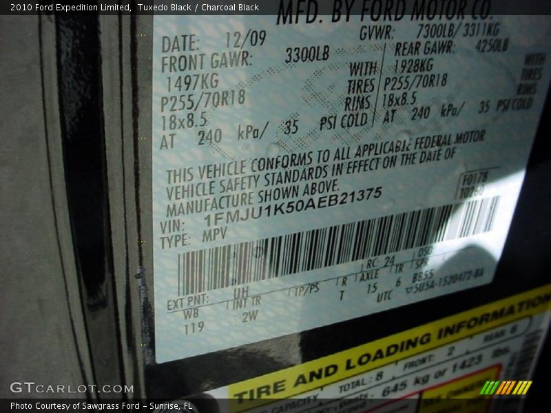 Tuxedo Black / Charcoal Black 2010 Ford Expedition Limited