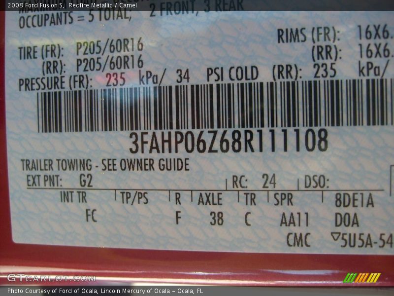 Redfire Metallic / Camel 2008 Ford Fusion S