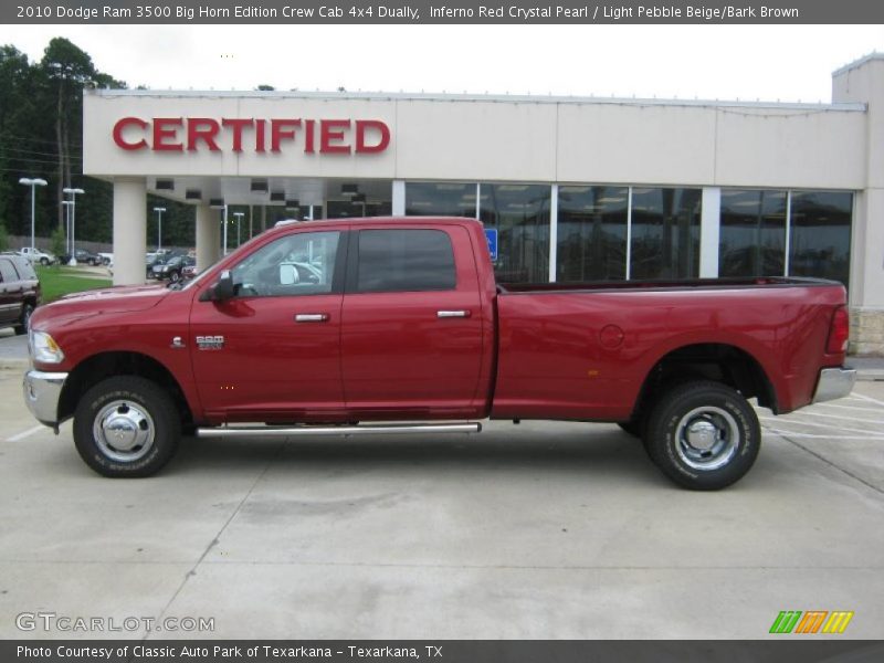 Inferno Red Crystal Pearl / Light Pebble Beige/Bark Brown 2010 Dodge Ram 3500 Big Horn Edition Crew Cab 4x4 Dually