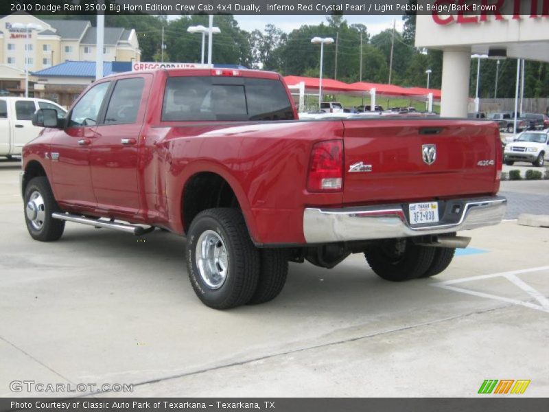 Inferno Red Crystal Pearl / Light Pebble Beige/Bark Brown 2010 Dodge Ram 3500 Big Horn Edition Crew Cab 4x4 Dually