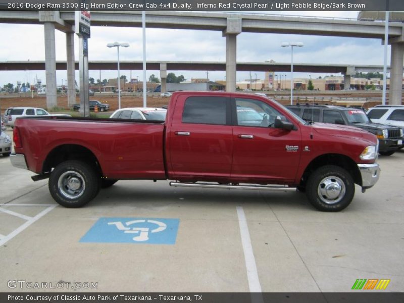 Inferno Red Crystal Pearl / Light Pebble Beige/Bark Brown 2010 Dodge Ram 3500 Big Horn Edition Crew Cab 4x4 Dually
