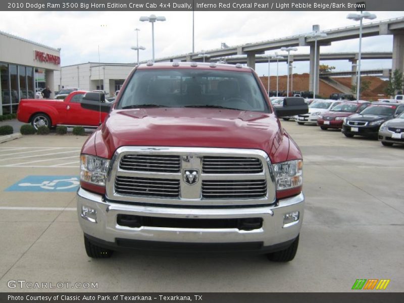 Inferno Red Crystal Pearl / Light Pebble Beige/Bark Brown 2010 Dodge Ram 3500 Big Horn Edition Crew Cab 4x4 Dually