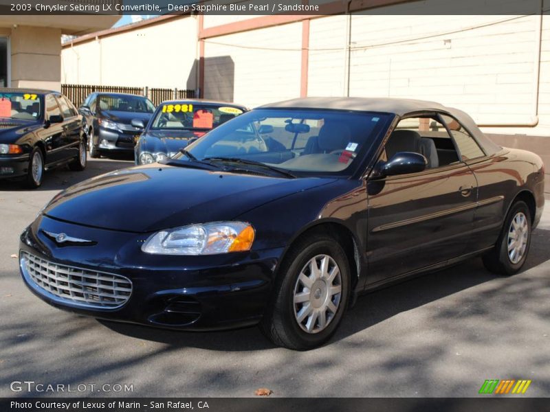 Deep Sapphire Blue Pearl / Sandstone 2003 Chrysler Sebring LX Convertible