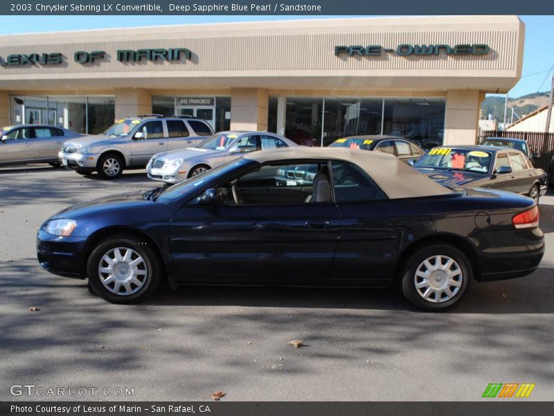 Deep Sapphire Blue Pearl / Sandstone 2003 Chrysler Sebring LX Convertible