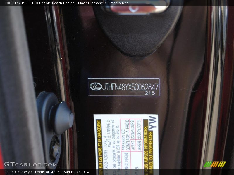 Black Diamond / Pimento Red 2005 Lexus SC 430 Pebble Beach Edition