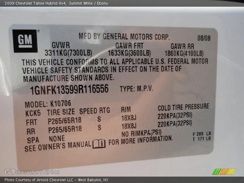 Summit White / Ebony 2009 Chevrolet Tahoe Hybrid 4x4
