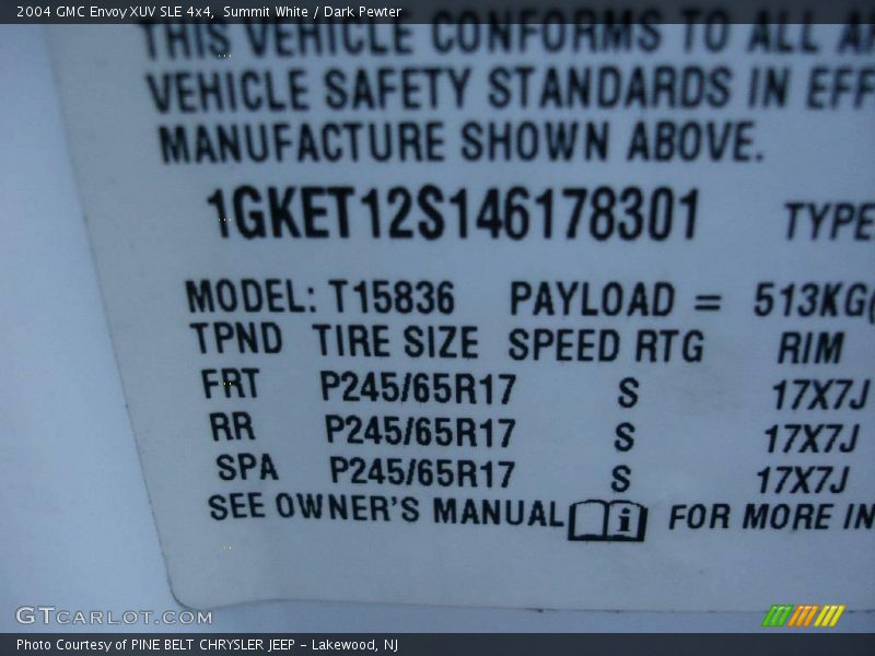 Summit White / Dark Pewter 2004 GMC Envoy XUV SLE 4x4