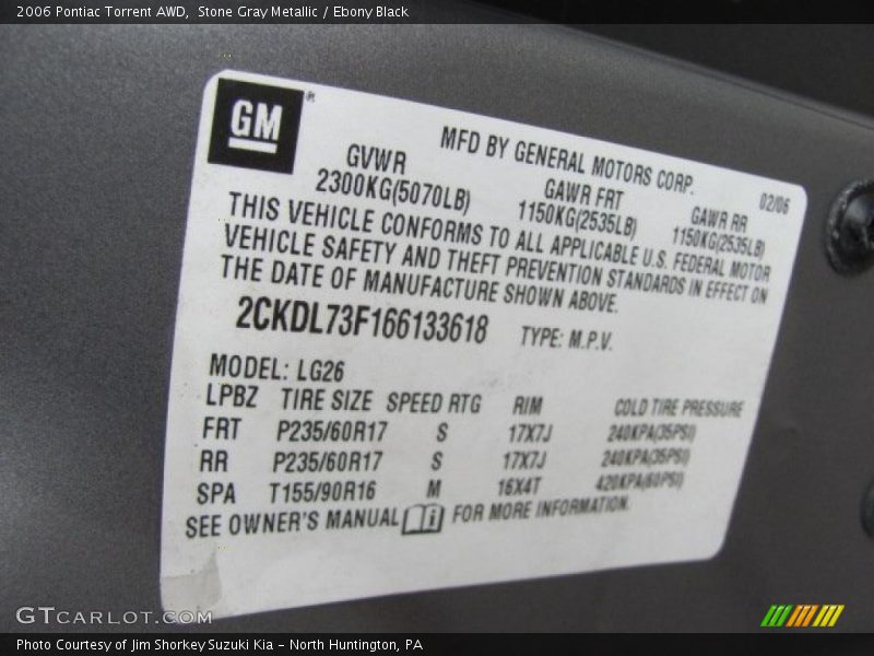 Stone Gray Metallic / Ebony Black 2006 Pontiac Torrent AWD