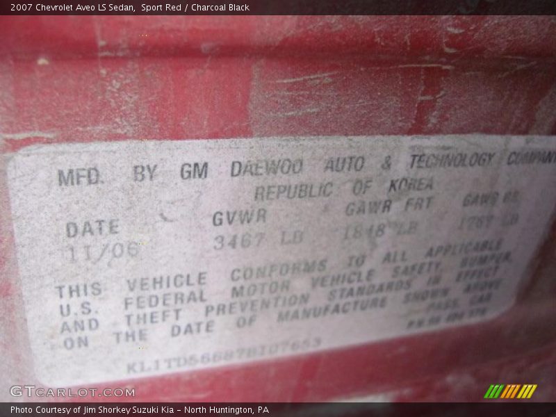 Sport Red / Charcoal Black 2007 Chevrolet Aveo LS Sedan