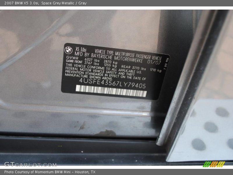 Space Grey Metallic / Gray 2007 BMW X5 3.0si