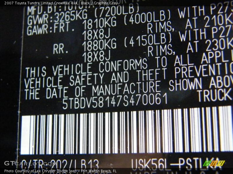 Black / Graphite Gray 2007 Toyota Tundra Limited CrewMax 4x4