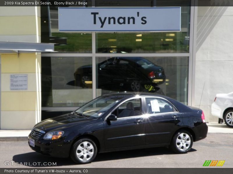 Ebony Black / Beige 2009 Kia Spectra EX Sedan