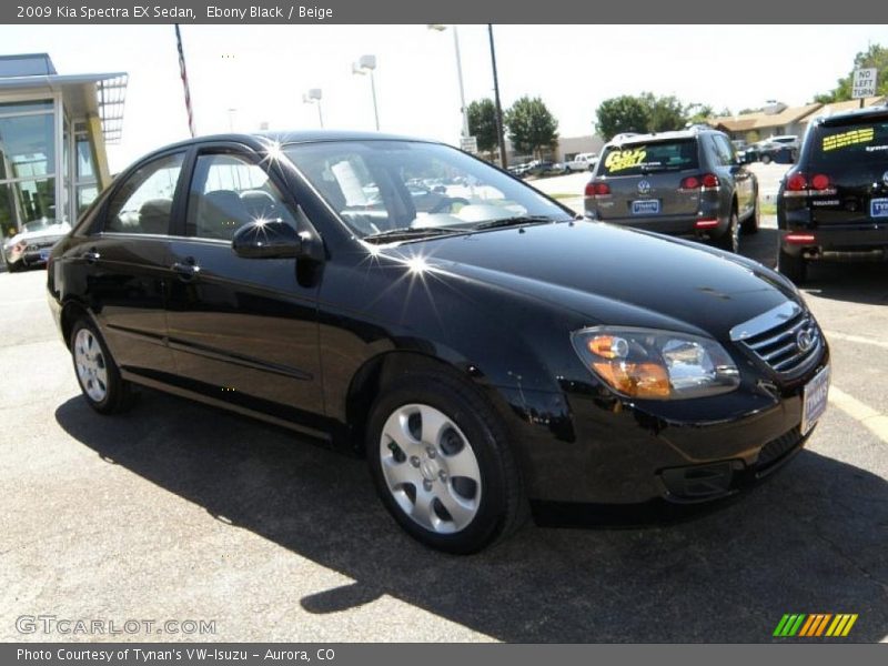 Ebony Black / Beige 2009 Kia Spectra EX Sedan
