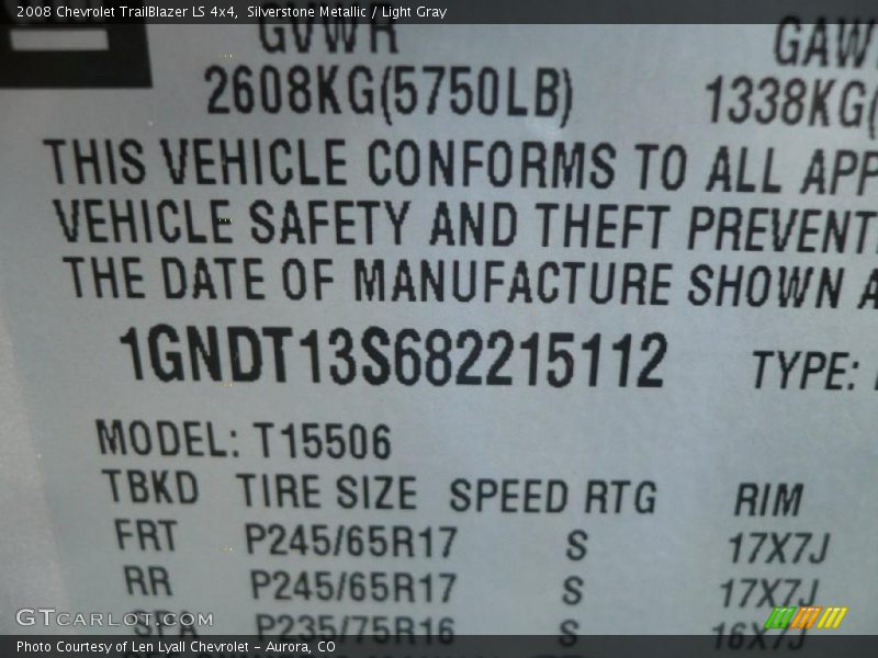 Silverstone Metallic / Light Gray 2008 Chevrolet TrailBlazer LS 4x4