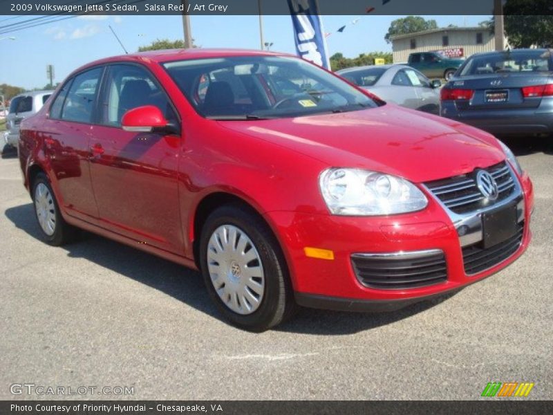 Salsa Red / Art Grey 2009 Volkswagen Jetta S Sedan