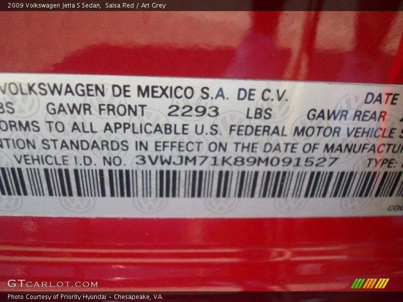 Salsa Red / Art Grey 2009 Volkswagen Jetta S Sedan