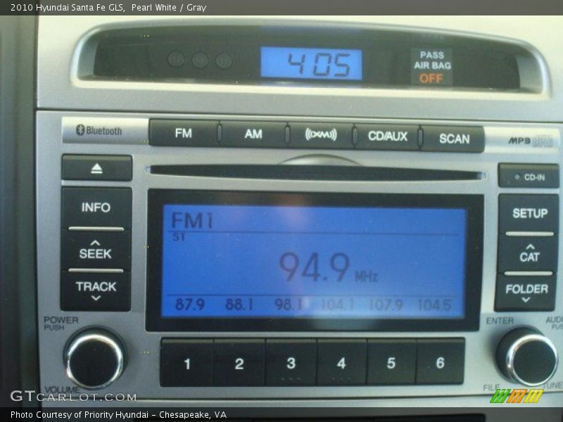 Pearl White / Gray 2010 Hyundai Santa Fe GLS