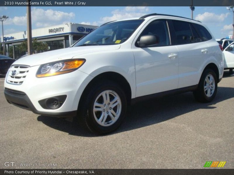 Pearl White / Gray 2010 Hyundai Santa Fe GLS