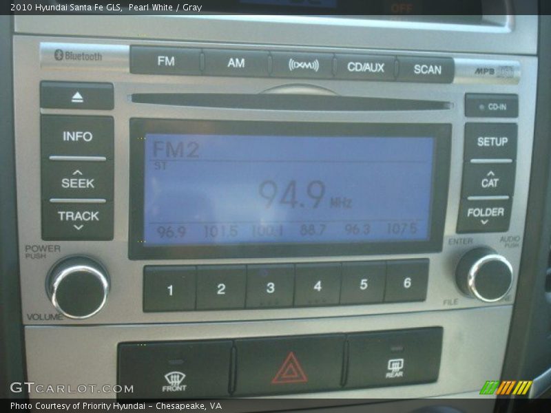 Pearl White / Gray 2010 Hyundai Santa Fe GLS