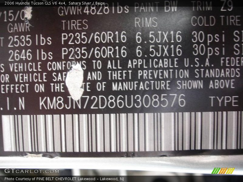 Sahara Silver / Beige 2006 Hyundai Tucson GLS V6 4x4