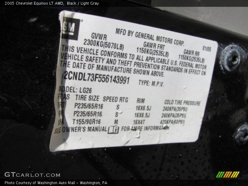 Black / Light Gray 2005 Chevrolet Equinox LT AWD
