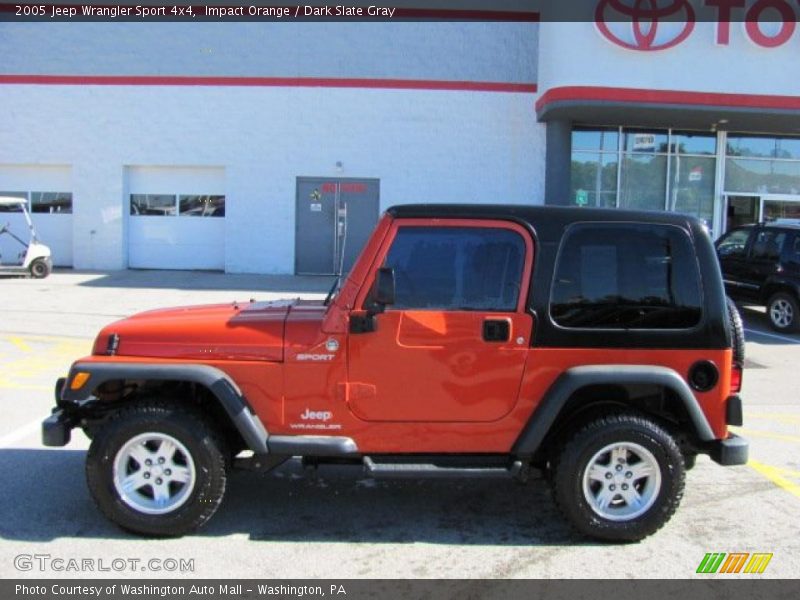Impact Orange / Dark Slate Gray 2005 Jeep Wrangler Sport 4x4