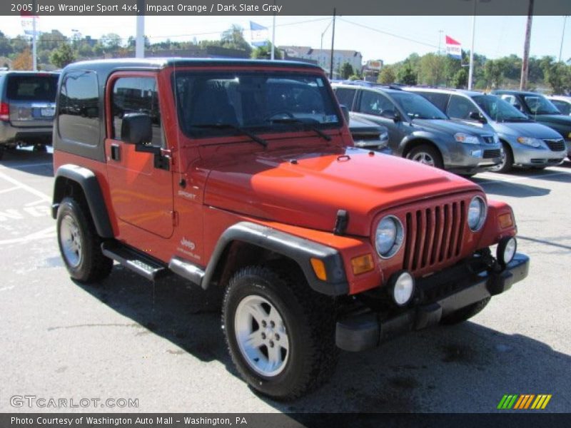 Impact Orange / Dark Slate Gray 2005 Jeep Wrangler Sport 4x4