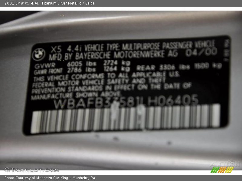 Titanium Silver Metallic / Beige 2001 BMW X5 4.4i