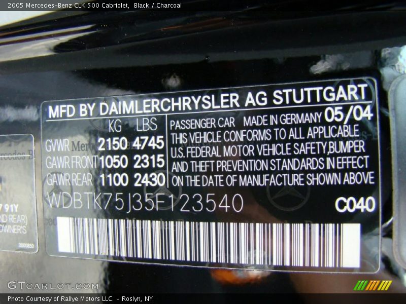 Black / Charcoal 2005 Mercedes-Benz CLK 500 Cabriolet