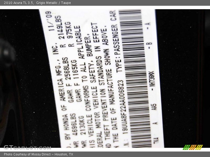 Grigio Metallic / Taupe 2010 Acura TL 3.5
