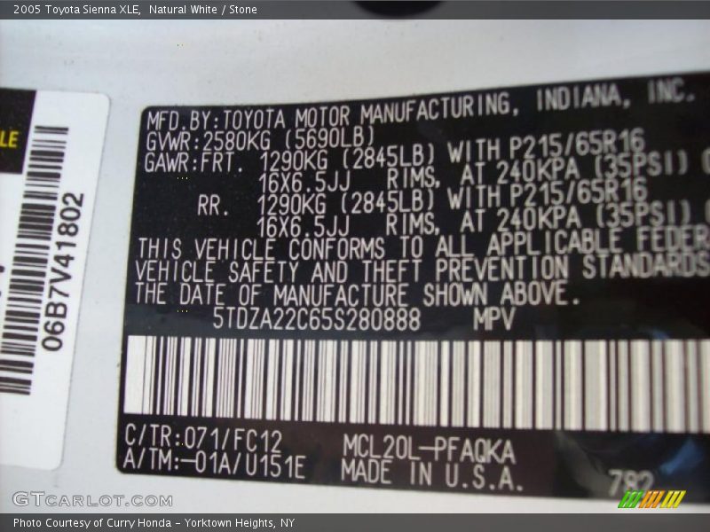 Natural White / Stone 2005 Toyota Sienna XLE