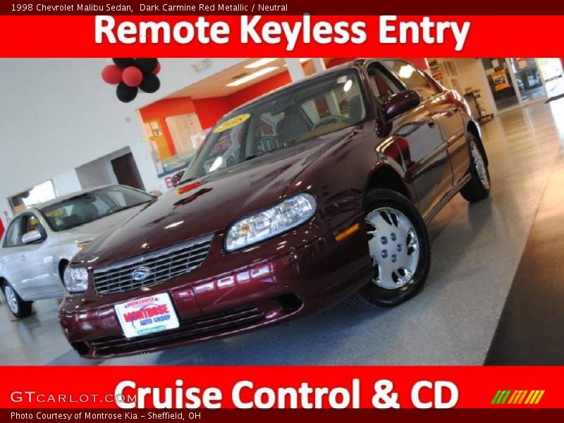 Dark Carmine Red Metallic / Neutral 1998 Chevrolet Malibu Sedan