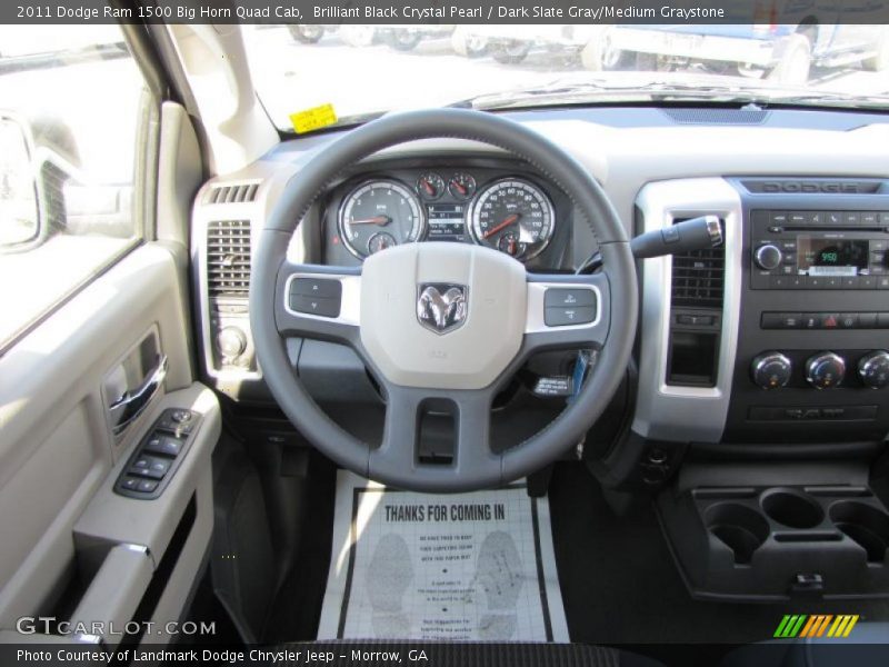 Brilliant Black Crystal Pearl / Dark Slate Gray/Medium Graystone 2011 Dodge Ram 1500 Big Horn Quad Cab