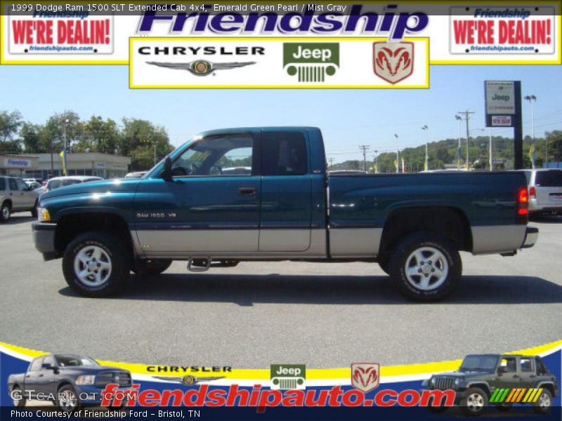 Emerald Green Pearl / Mist Gray 1999 Dodge Ram 1500 SLT Extended Cab 4x4