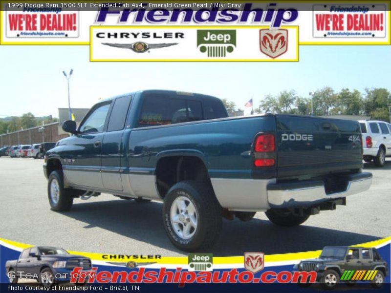 Emerald Green Pearl / Mist Gray 1999 Dodge Ram 1500 SLT Extended Cab 4x4