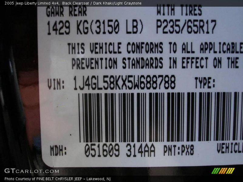 Black Clearcoat / Dark Khaki/Light Graystone 2005 Jeep Liberty Limited 4x4