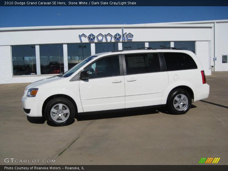 Stone White / Dark Slate Gray/Light Shale 2010 Dodge Grand Caravan SE Hero